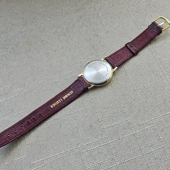 Vintage Disney Lorus Wristwatch Burgundy Tone Genuine Leather Strap Watch - Picture 10 of 12